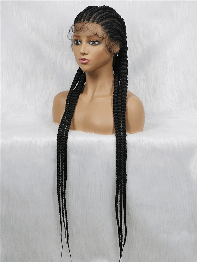 Full lace wig 6strand long lace synthetic Braids Wig2 HD Lace WigsHair BundlesGlueless WigsCrochet hair extensions OUOHAIR