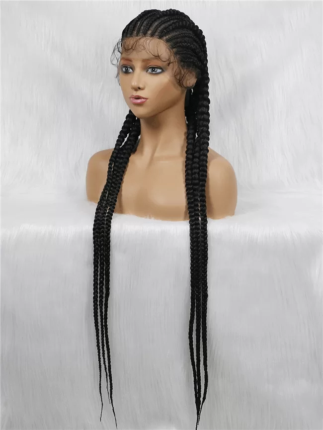 Full lace wig 6strand long lace synthetic Braids Wig2 HD Lace WigsHair BundlesGlueless WigsCrochet hair extensions OUOHAIR