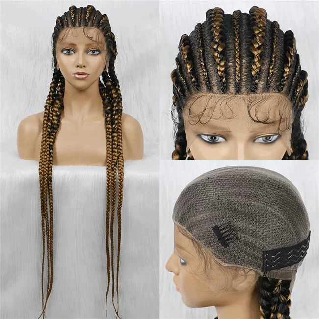 Full lace wig 6strand long lace synthetic Braids Wig3 HD Lace WigsHair BundlesGlueless WigsCrochet hair extensions OUOHAIR