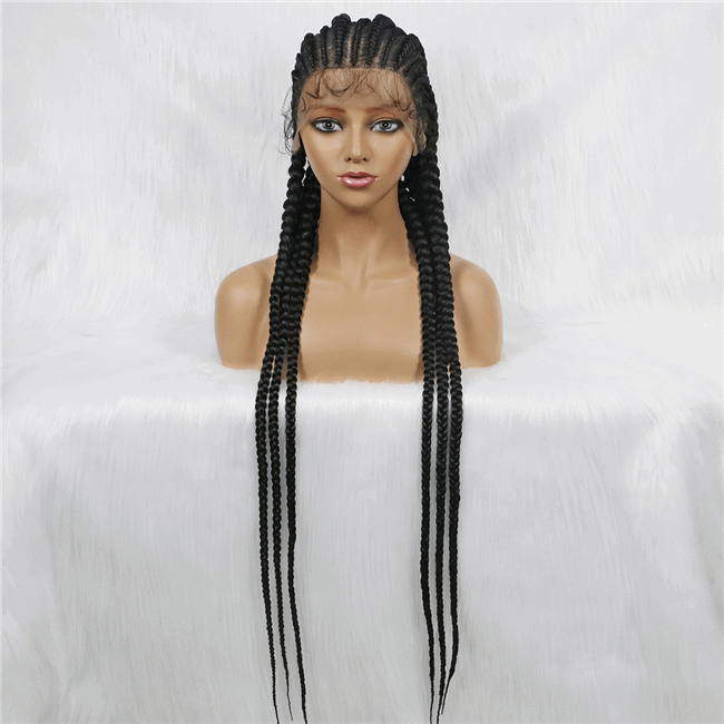Full lace wig 6strand long lace synthetic Braids Wig4 HD Lace WigsHair BundlesGlueless WigsCrochet hair extensions OUOHAIR