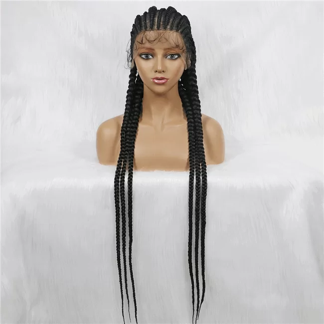 Full lace wig 6strand long lace synthetic Braids Wig4 HD Lace WigsHair BundlesGlueless WigsCrochet hair extensions OUOHAIR