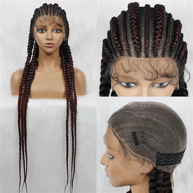 Full lace wig 6strand long lace synthetic Braids Wig5 HD Lace WigsHair BundlesGlueless WigsCrochet hair extensions OUOHAIR