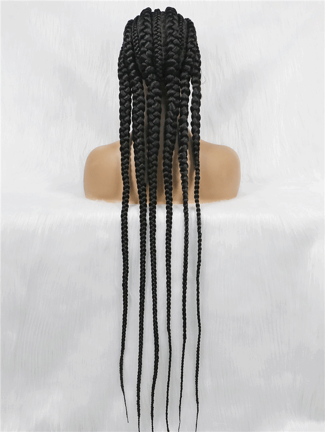 Full lace wig 6strand long lace synthetic Braids Wig7 HD Lace WigsHair BundlesGlueless WigsCrochet hair extensions OUOHAIR