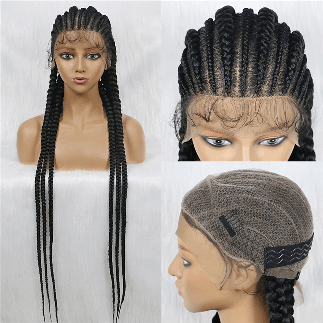 Full lace wig 6strand long lace synthetic Braids Wig8 HD Lace WigsHair BundlesGlueless WigsCrochet hair extensions OUOHAIR