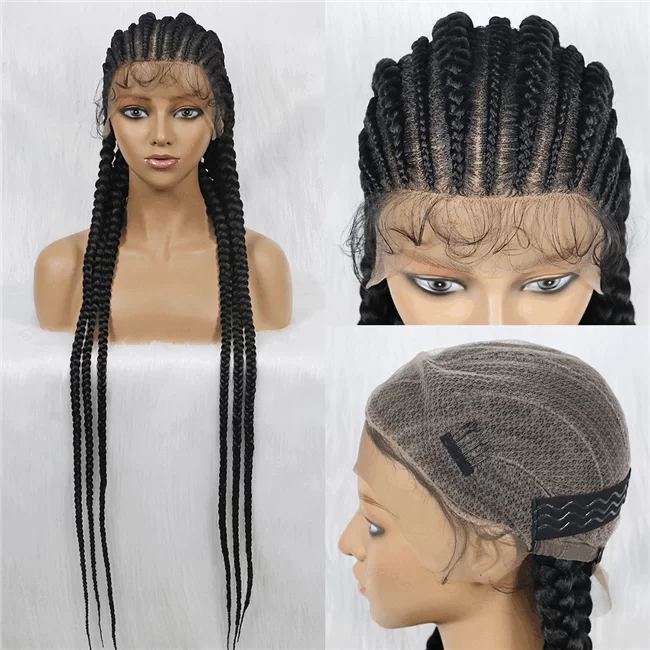 Full lace wig 6strand long lace synthetic Braids Wig8 HD Lace WigsHair BundlesGlueless WigsCrochet hair extensions OUOHAIR