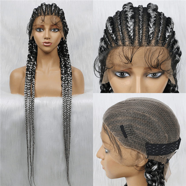 Full lace wig 6strand long lace synthetic Braids Wig9 HD Lace WigsHair BundlesGlueless WigsCrochet hair extensions OUOHAIR
