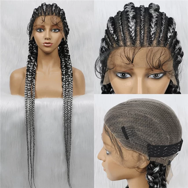 Full lace wig 6strand long lace synthetic Braids Wig9 HD Lace WigsHair BundlesGlueless WigsCrochet hair extensions OUOHAIR