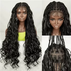 Full lace wig synthetic braid mixed with natural curly long wig3 HD Lace WigsHair BundlesGlueless WigsCrochet hair extensions OUOHAIR