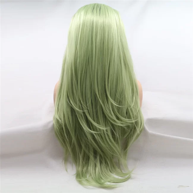 Gradient Black Mixed Green Wig Front Lace Synthetic WIg Hot Selling4 HD Lace WigsHair BundlesGlueless WigsCrochet hair extensions OUOHAIR