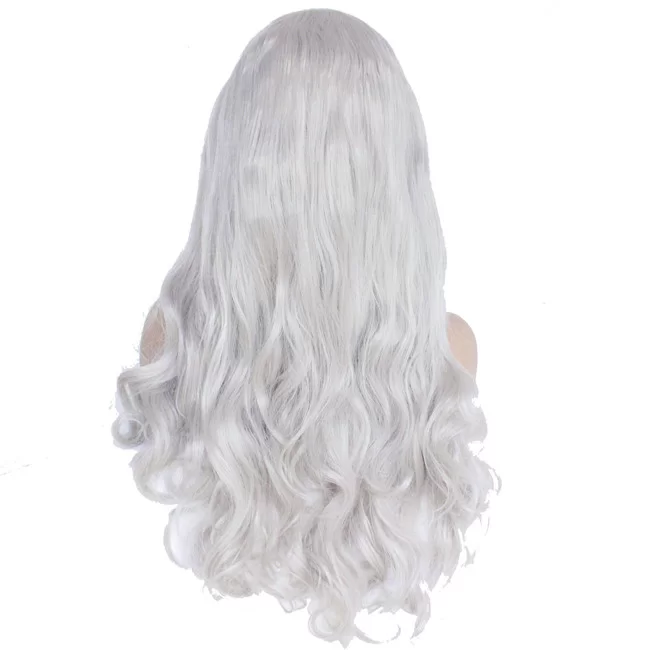 Gray Long Wavy Synthetic Lace Front Wig3 HD Lace WigsHair BundlesGlueless WigsCrochet hair extensions OUOHAIR