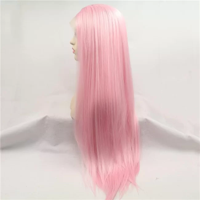 Hot selling fashionable womens wigs pink long straight hair Amazon synthetic fiber front lace2 HD Lace WigsHair BundlesGlueless WigsCrochet hair extensions OUOHAIR