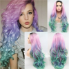 Lace Frontal Long Wavy Synthetic Wigs Natural Purple Ombre For Cosplay Party Hair2 HD Lace WigsHair BundlesGlueless WigsCrochet hair extensions OUOHAIR