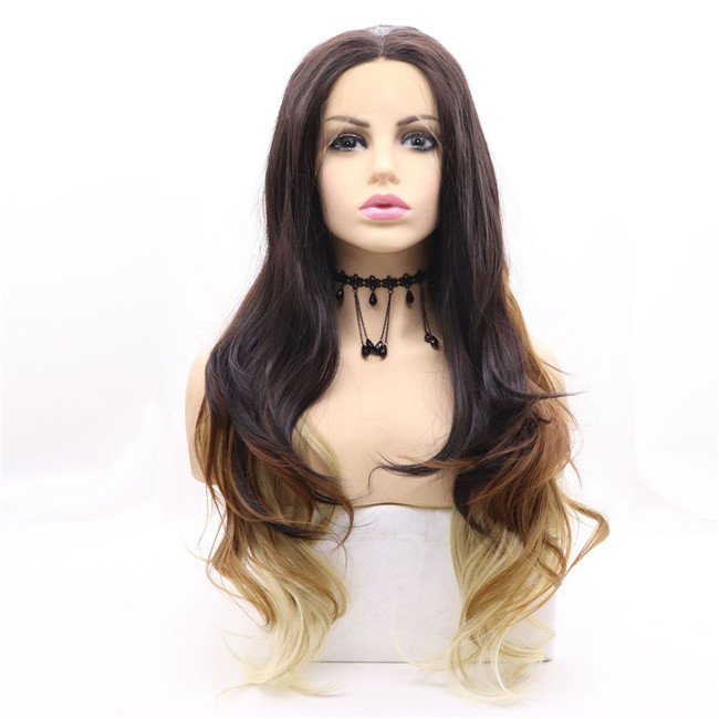 Light Brown Ombre Hair Wigs for Women Temperament Oblique Bangs 2 HD Lace WigsHair BundlesGlueless WigsCrochet hair extensions OUOHAIR
