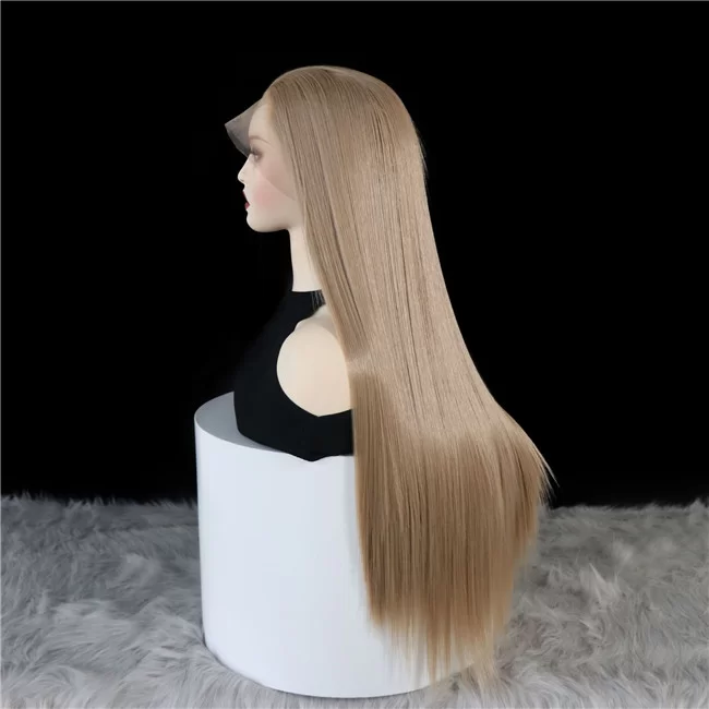 Long Natural Straight Light Brown Wig Middle Part Synthetic Wig1 HD Lace WigsHair BundlesGlueless WigsCrochet hair extensions OUOHAIR