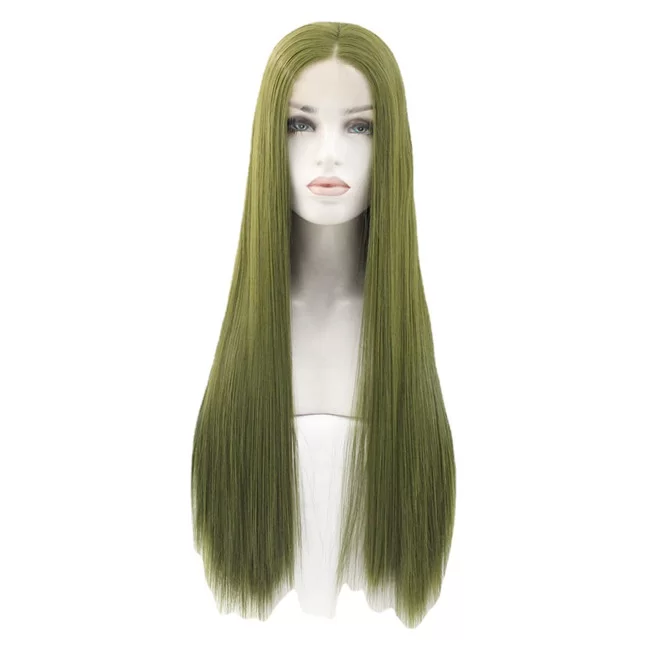 Matcha Green Long Straight Synthetic Lace Front Wig HD Lace WigsHair BundlesGlueless WigsCrochet hair extensions OUOHAIR