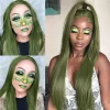 Matcha Green Long Straight Synthetic Lace Front Wig2 HD Lace WigsHair BundlesGlueless WigsCrochet hair extensions OUOHAIR