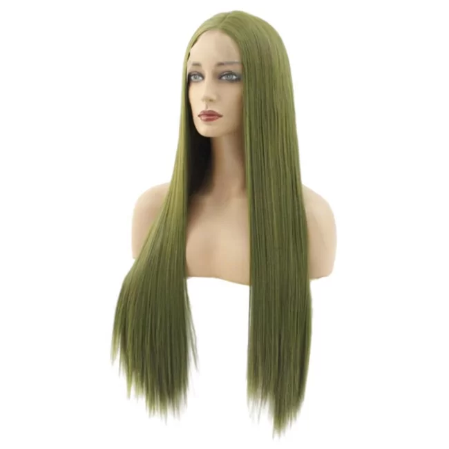 Matcha Green Long Straight Synthetic Lace Front Wig4 HD Lace WigsHair BundlesGlueless WigsCrochet hair extensions OUOHAIR