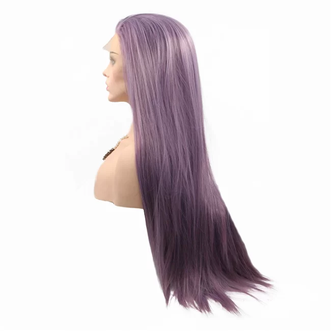 New Purple Long Straight Synthetic Lace Front Wig Temu Hot selling HD Lace WigsHair BundlesGlueless WigsCrochet hair extensions OUOHAIR