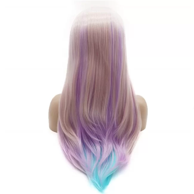 Pastel Colorful Waistlength Straight Synthetic Lace Wig1 HD Lace WigsHair BundlesGlueless WigsCrochet hair extensions OUOHAIR