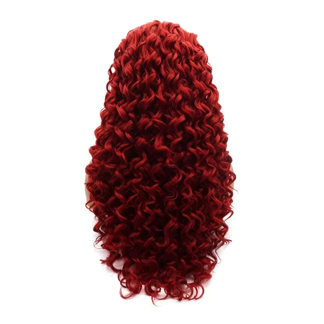 Red Deep Wave Lace Front for Women Free Part Synthetic Costume Cosplay Wigs Daily Wear Wig3 HD Lace WigsHair BundlesGlueless WigsCrochet hair extensions OUOHAIR