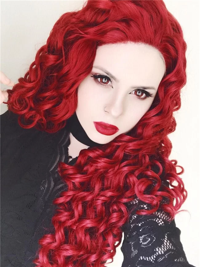 Red Deep Wave Lace Front for Women Free Part Synthetic Costume Cosplay Wigs Daily Wear Wig4 HD Lace WigsHair BundlesGlueless WigsCrochet hair extensions OUOHAIR