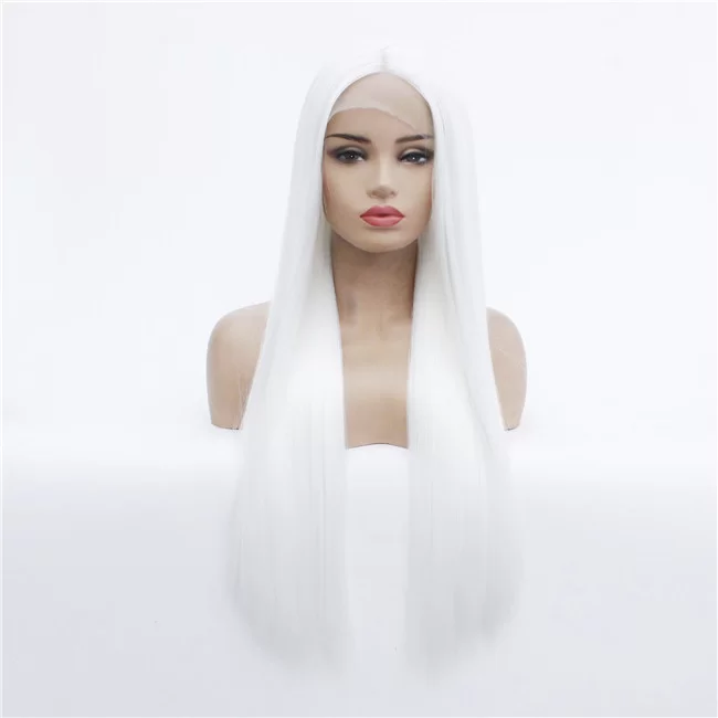 White Wig Long Straight Hair Platinum Synthetic Lace for Fashionable Women Christmas Party Wigs HD Lace WigsHair BundlesGlueless WigsCrochet hair extensions OUOHAIR