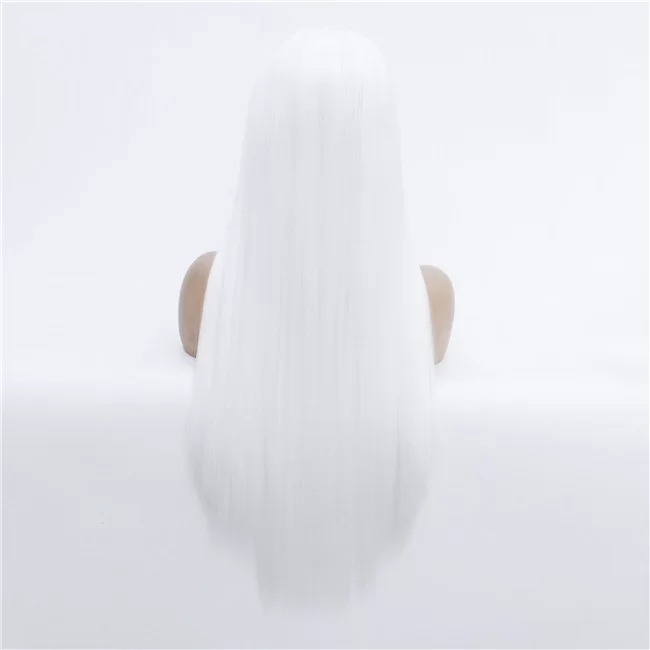 White Wig Long Straight Hair Platinum Synthetic Lace for Fashionable Women Christmas Party Wigs4 HD Lace WigsHair BundlesGlueless WigsCrochet hair extensions OUOHAIR