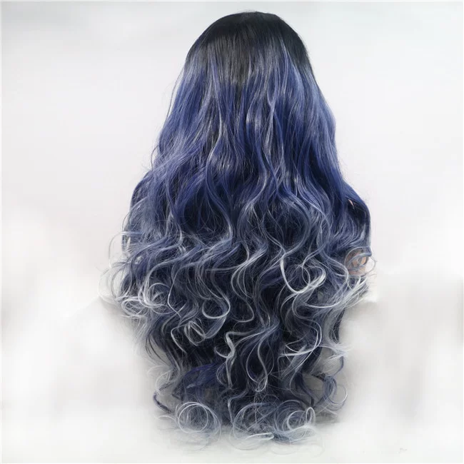 Womens Long Wavy Front Lace Wig Fashion Mixed Color Long Curly Hair2 HD Lace WigsHair BundlesGlueless WigsCrochet hair extensions OUOHAIR
