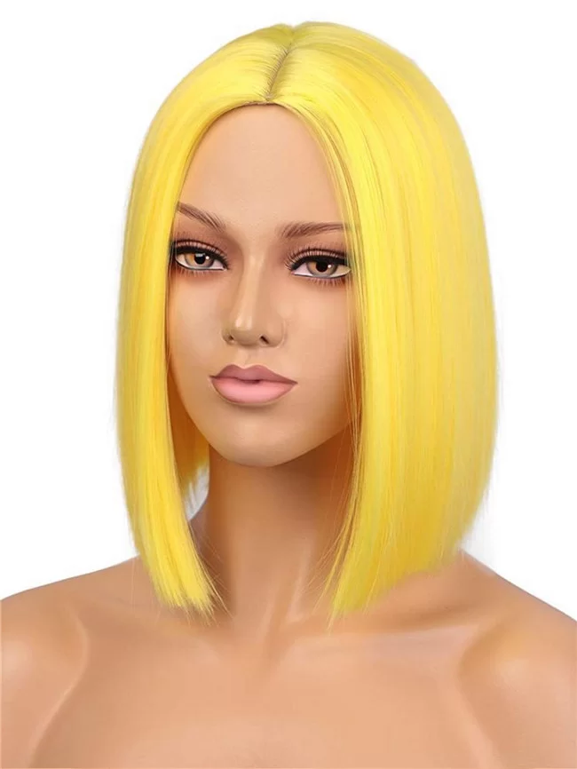 Yellow Bob Straight Fashion Wig01 HD Lace WigsHair BundlesGlueless WigsCrochet hair extensions OUOHAIR