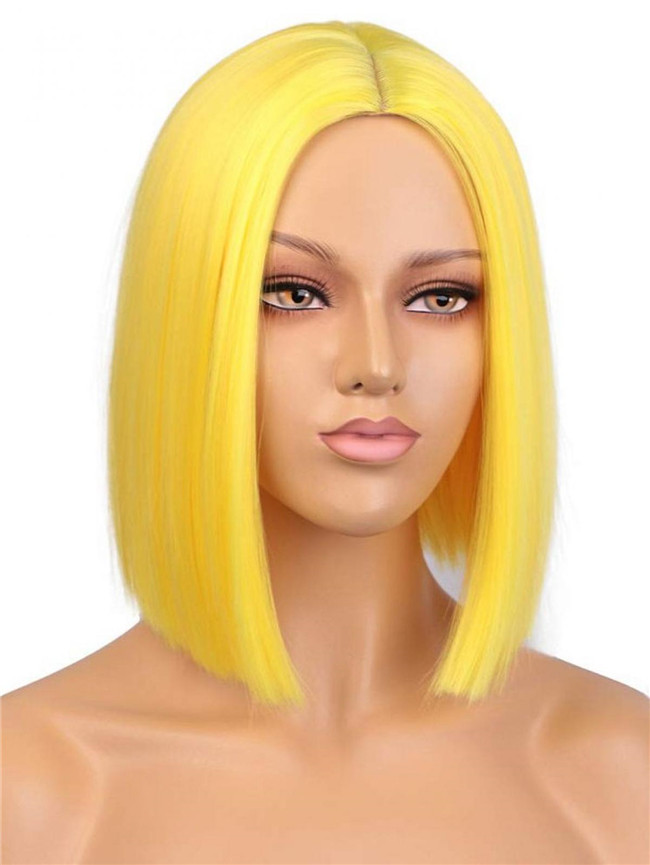 Yellow Bob Straight Fashion Wig014 HD Lace WigsHair BundlesGlueless WigsCrochet hair extensions OUOHAIR