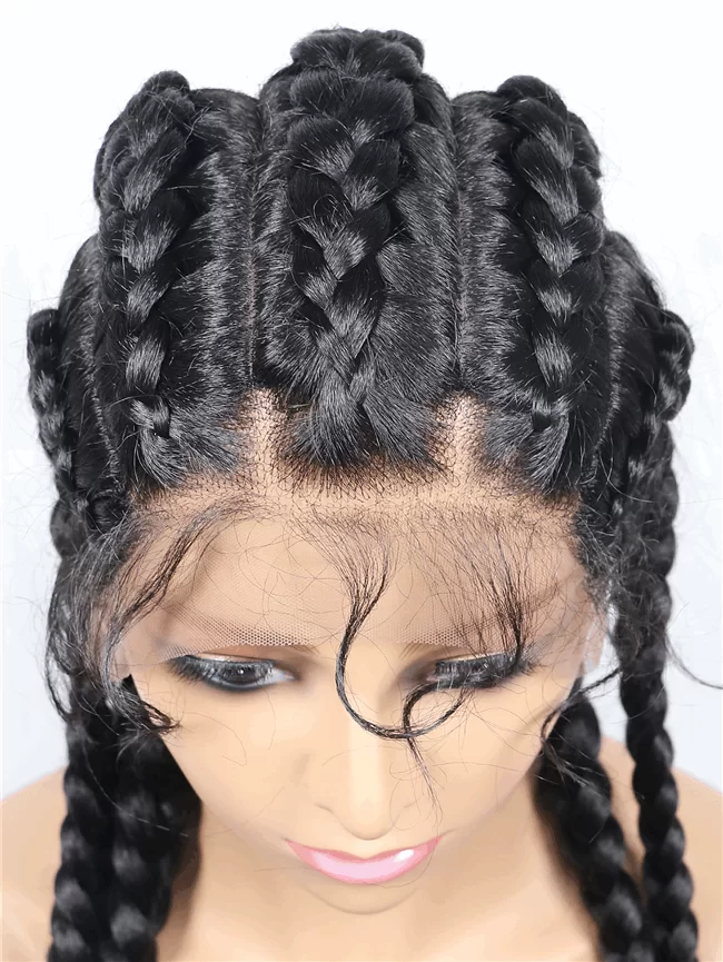 front lace 5strand Braids lace wig short synthetic Braids Wig8 HD Lace WigsHair BundlesGlueless WigsCrochet hair extensions OUOHAIR