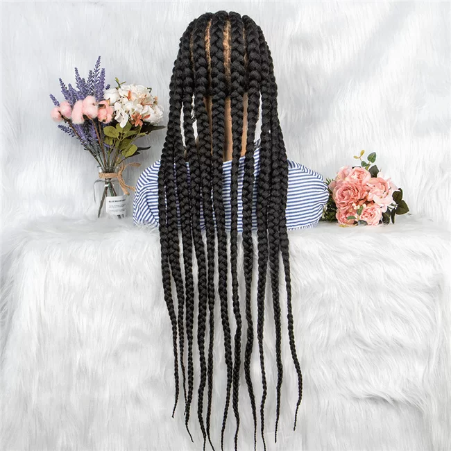 full lace 11strand Braids lace wig long synthetic Braids Wig HD Lace WigsHair BundlesGlueless WigsCrochet hair extensions OUOHAIR