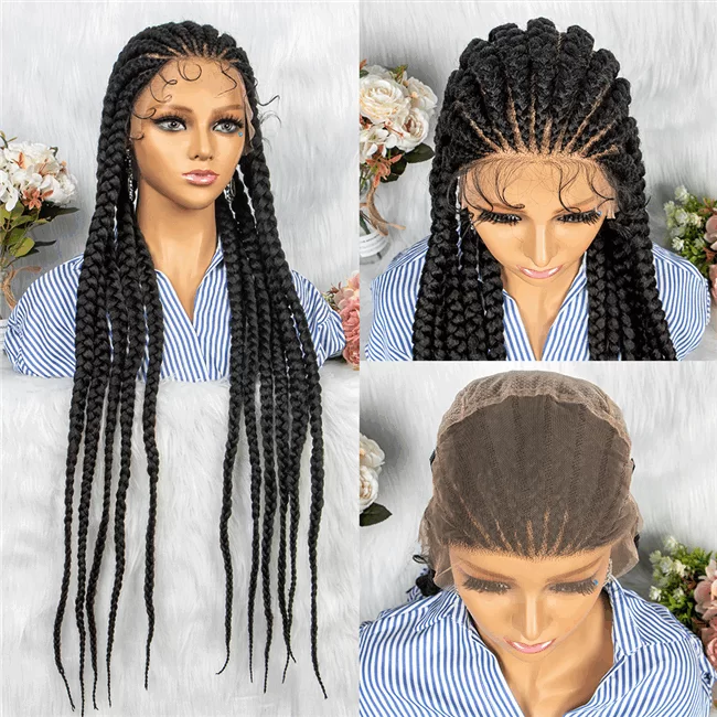 full lace 11strand Braids lace wig long synthetic Braids Wig6 HD Lace WigsHair BundlesGlueless WigsCrochet hair extensions OUOHAIR