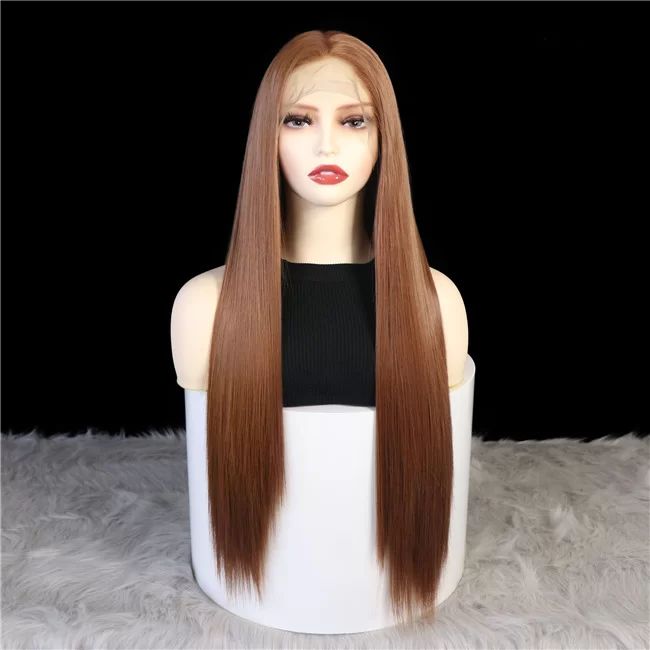 womens Deep Brown front lace fashionable wig with long straight hair113 HD Lace WigsHair BundlesGlueless WigsCrochet hair extensions OUOHAIR