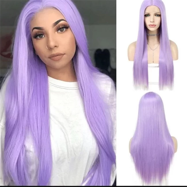 womens light purple front lace fashion wig with long straight hair1 HD Lace WigsHair BundlesGlueless WigsCrochet hair extensions OUOHAIR