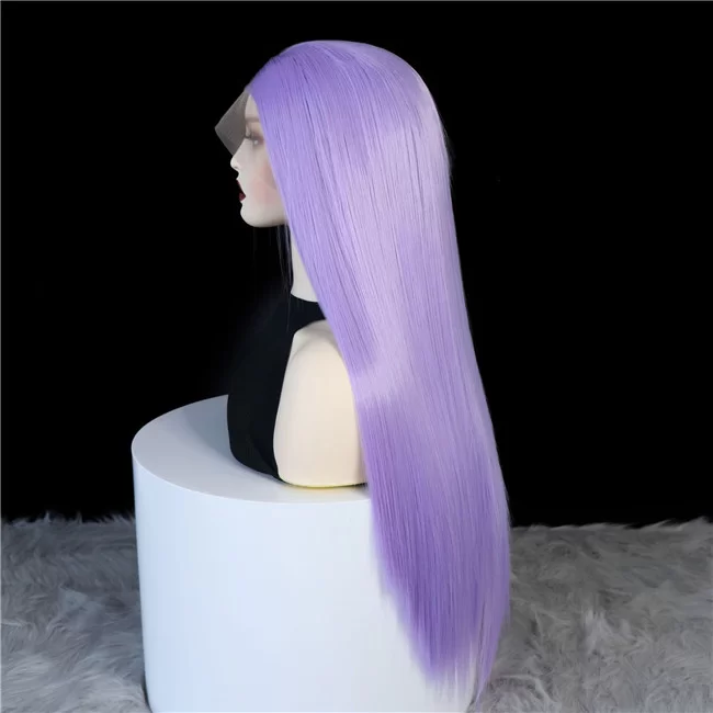 womens light purple front lace fashion wig with long straight hair3 HD Lace WigsHair BundlesGlueless WigsCrochet hair extensions OUOHAIR